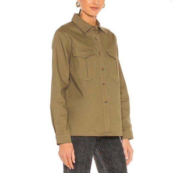 Superdown x Revolve Corinne Olive Green Utility Shacket Shirt Jacket L - Picture 8 of 9